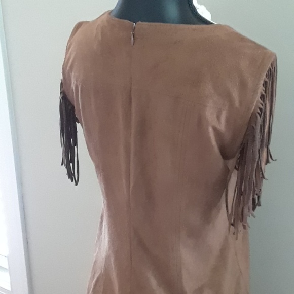Express Faux Suede Fringe Dress - Picture 5 of 8
